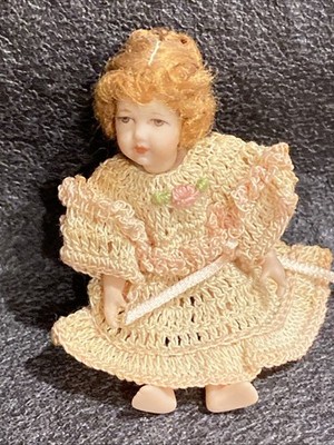 Cathy Hanson Miniature Doll Red Hair Victorian Jointed 1991 Signed 2 3/4 Bisque
