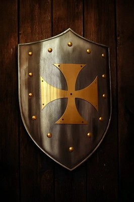 Medieval Knight Shield brass Templar Cross Armor Shield X-Mas Best Gift
