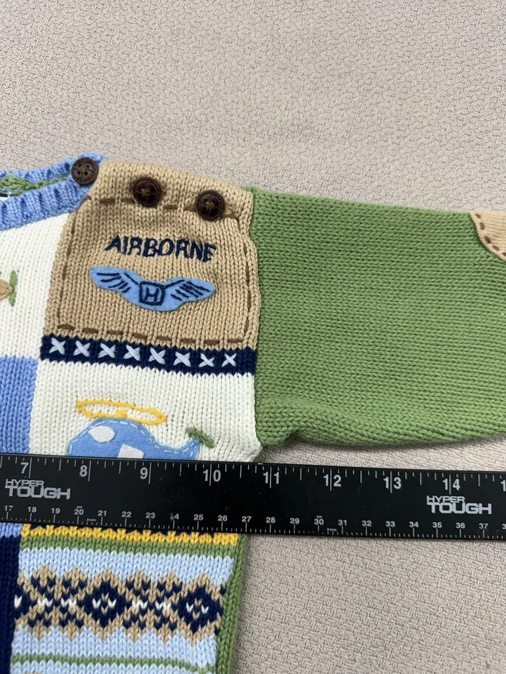 Hartstrings Baby вязаный вышитый самолет свитер полета размер 12 М - Изображение 3 из 4