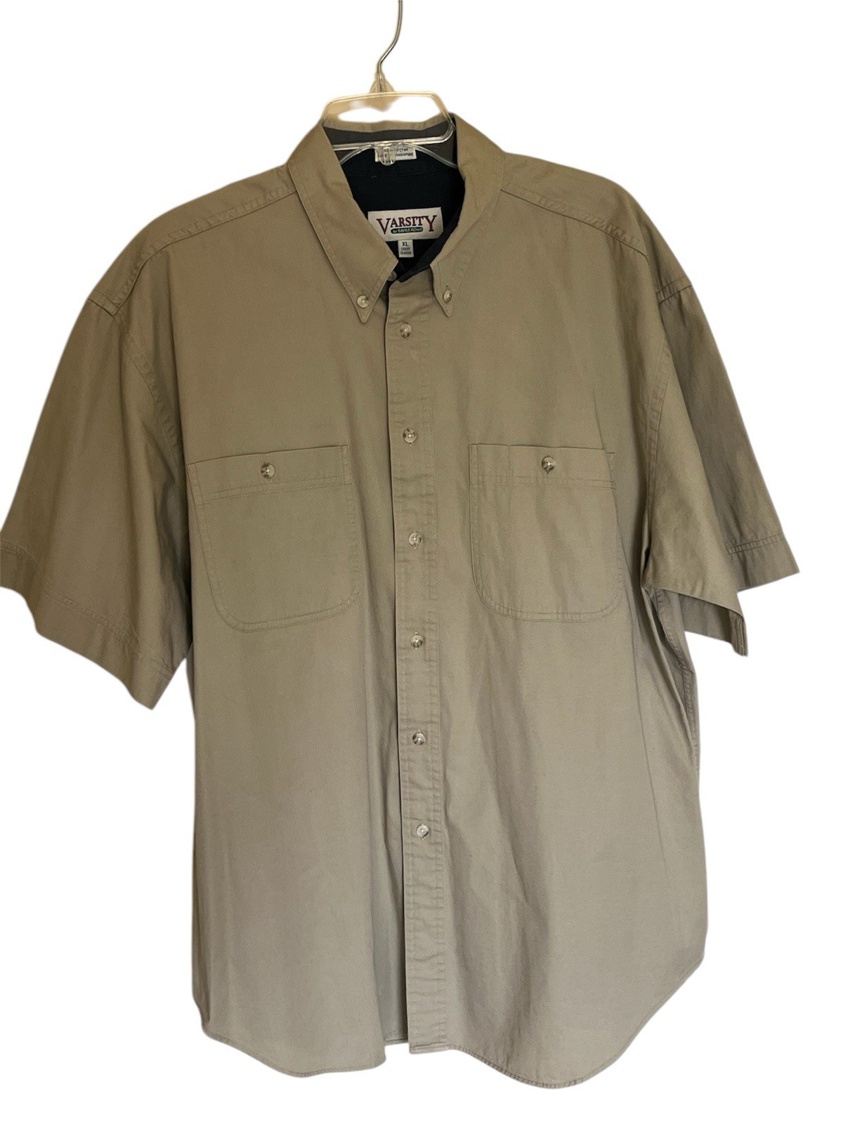 Camicia Varsity By Saville Fila Beige Uomo XL Manica Corta Bottoni Vintage