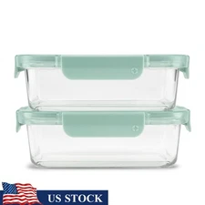 Leak Proof Meal Prep Containers Set Airtight Glass Food Storage Microwave Safe