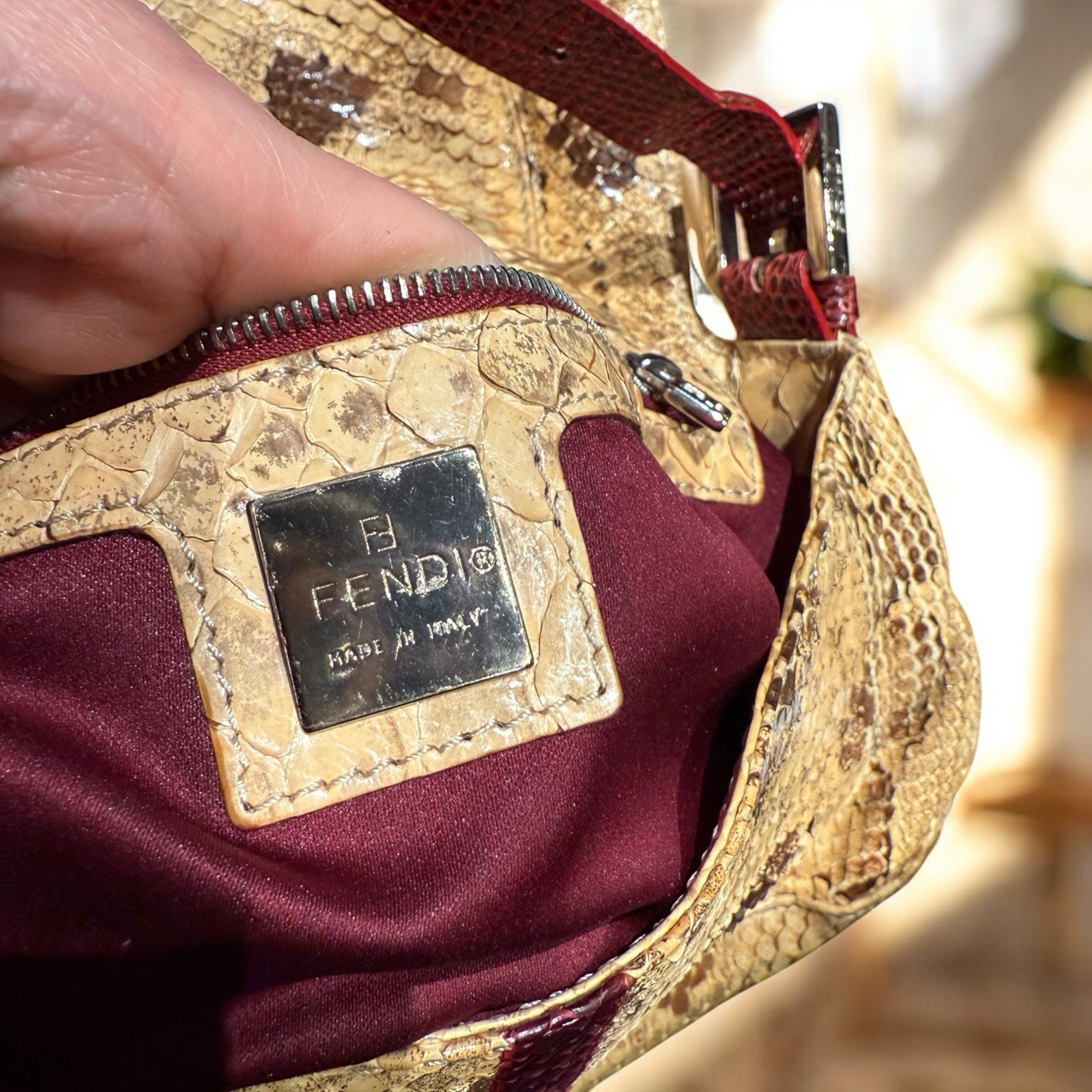 FENDI Python Lizard Baguette Bag - image 6