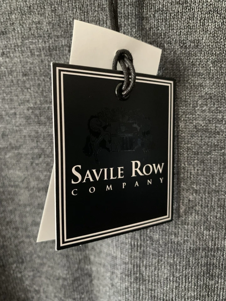 Savile Row Merino Wool Jumper Size Large 21” Pit Grey Smart Casual New Gift - Image 3 of 4