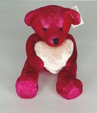 4" Russ Li'l Kisses Red Shine Teddy Bear Bean Stuffed Plush Animal Holding Heart