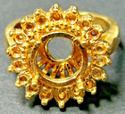 Vintage 14K Yellow Gold Round Halo Semi Mount Ring Setting 7.24g Size 6.5 — photo 1