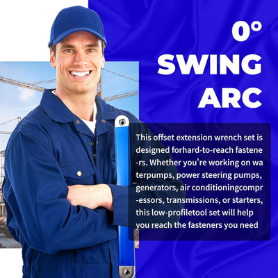 Pro Zero Offset Extension Wrench,Extended Universal Ratchet Wrench