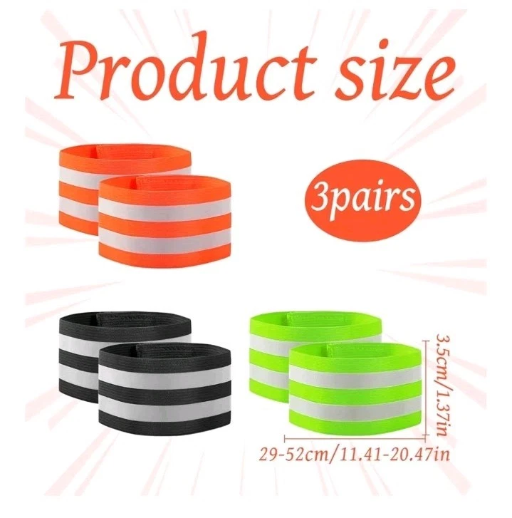 6X High Visibility Reflective Armbands Running Safety Bicycle Strip Wrist Band  - Image 3 of 4