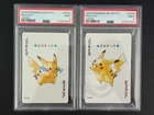 2000 Pokemon Pikachu Poker Playing Cards Joker Gold 025A & Silver 025B PSA 9