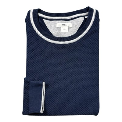 Brax Current Blue Rick Cotton Blend Crewneck Men s Sweater Size Large