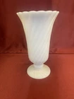 Vintage E.O. Brody Co Milk Glass Swirl Vase 9"