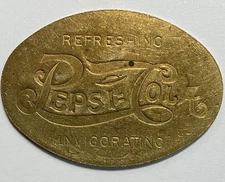 Antique Pepsi Cola 5 Cent Token Brass Large 38mm Across