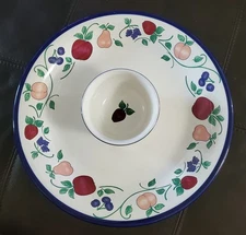 Princess House Orchard Medley Chip & Dip Platter 14.25" Chip Bowl, 4.75"Dip Bowl