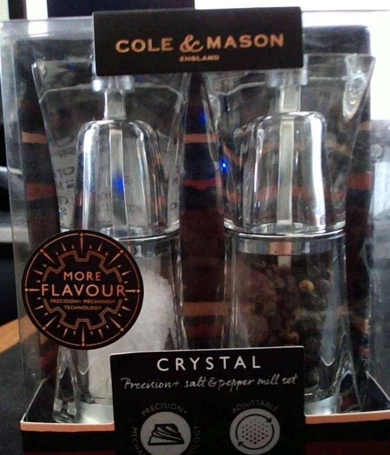 Cole & Mason : Crystal - Precision+ Salt & Pepper Mill Set. Adjustable grind.New
Opens in a new wind