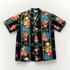 Vintage Aloha Republic Shirt Mens M 90s Hawaiian Button Up Hula Floral Made USA