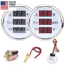 3 in 1 Gauge Kit 52Mm Digital Oil Pressure Gauge, Water Temperature Gauge, Volt