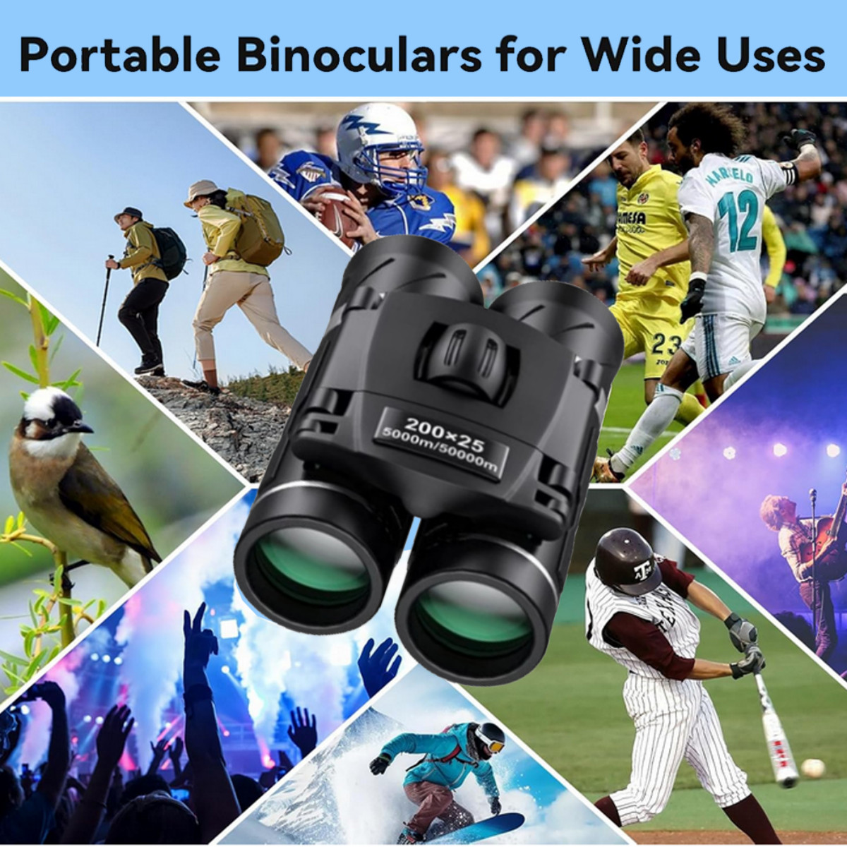 200X25 Compact Binoculars for Adults Kids High Powered Mini Pocket Binocula US