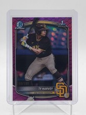 TY HARVEY 2025 BOWMAN DRAFT 1ST FUCHSIA REPTILIAN REFRACTOR /199 Q4115