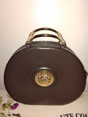 BESSIE London Brown Handbag Large Grab Bag Lion Emblem SMOKE