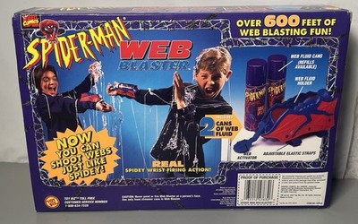 Vintage 1997 Marvel Spiderman Web Blaster W/ 2 Cans of Fluid 47630