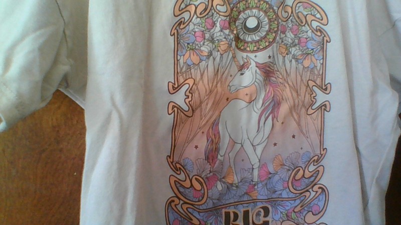 Wonder Nation Size M (7/8) "Dream Big" Floral Unicorn T-Shirt Short Slv Cropped