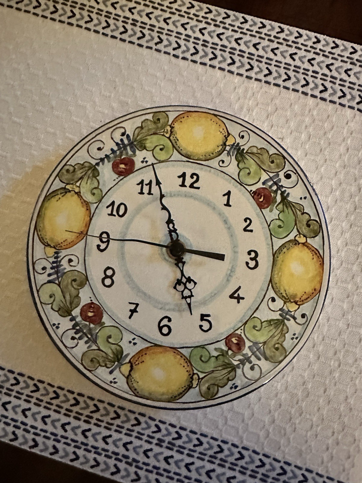 Italian Ceramic Hand Painted Clock