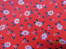 Cotton Fabric Tiny White Daisies on Red 3 Yard x 42" Width