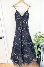 Jovani Black Leopard Print Metallic Glitter V Neck Prom Dress Gown Women’s 2 XS