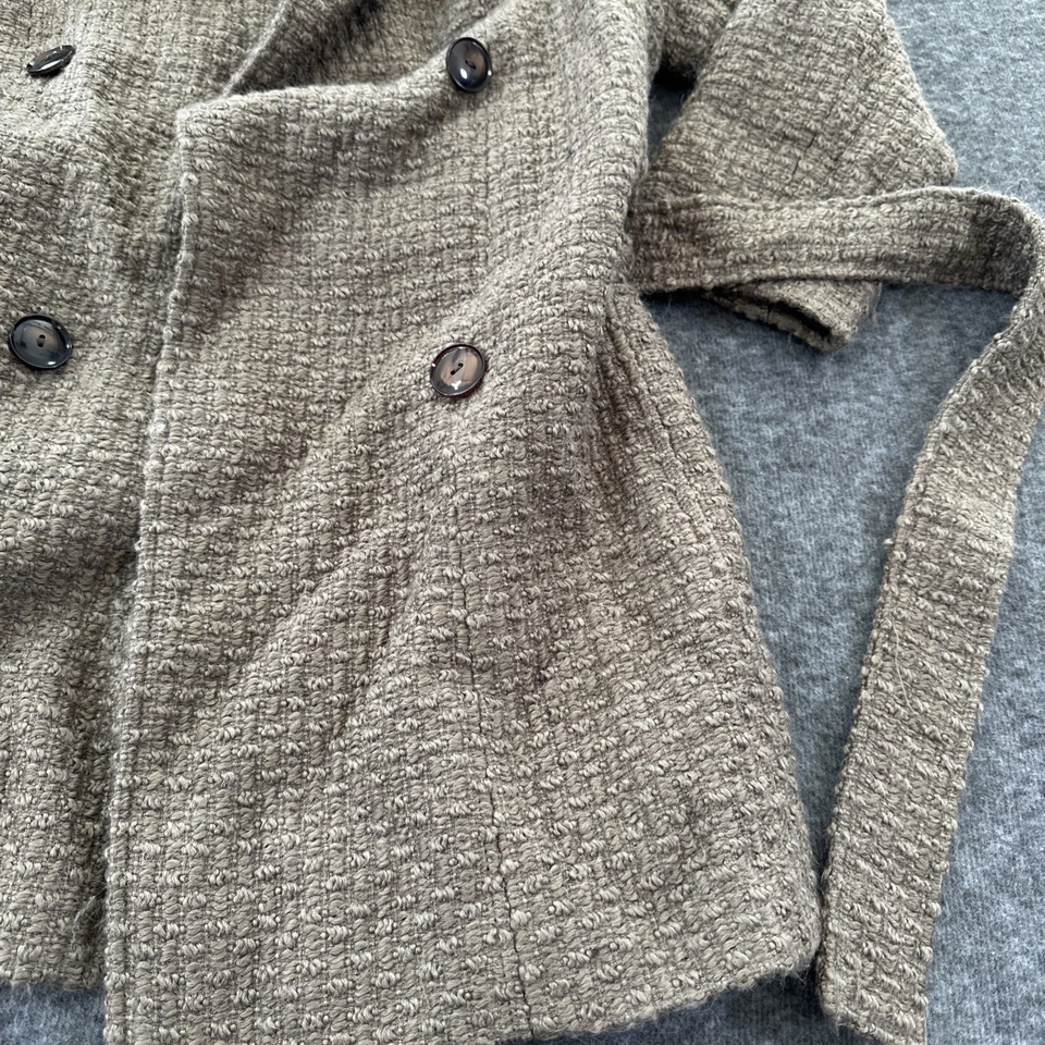 Calkin Klein Women Brown Wool/Acrylic Pea coat Belted Size 8 - Image 3 of 4