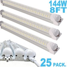 T8 LED Tube Light Bulb 6500K 144W 8FT 18000LM LED Shop Light Fixture 25PACK