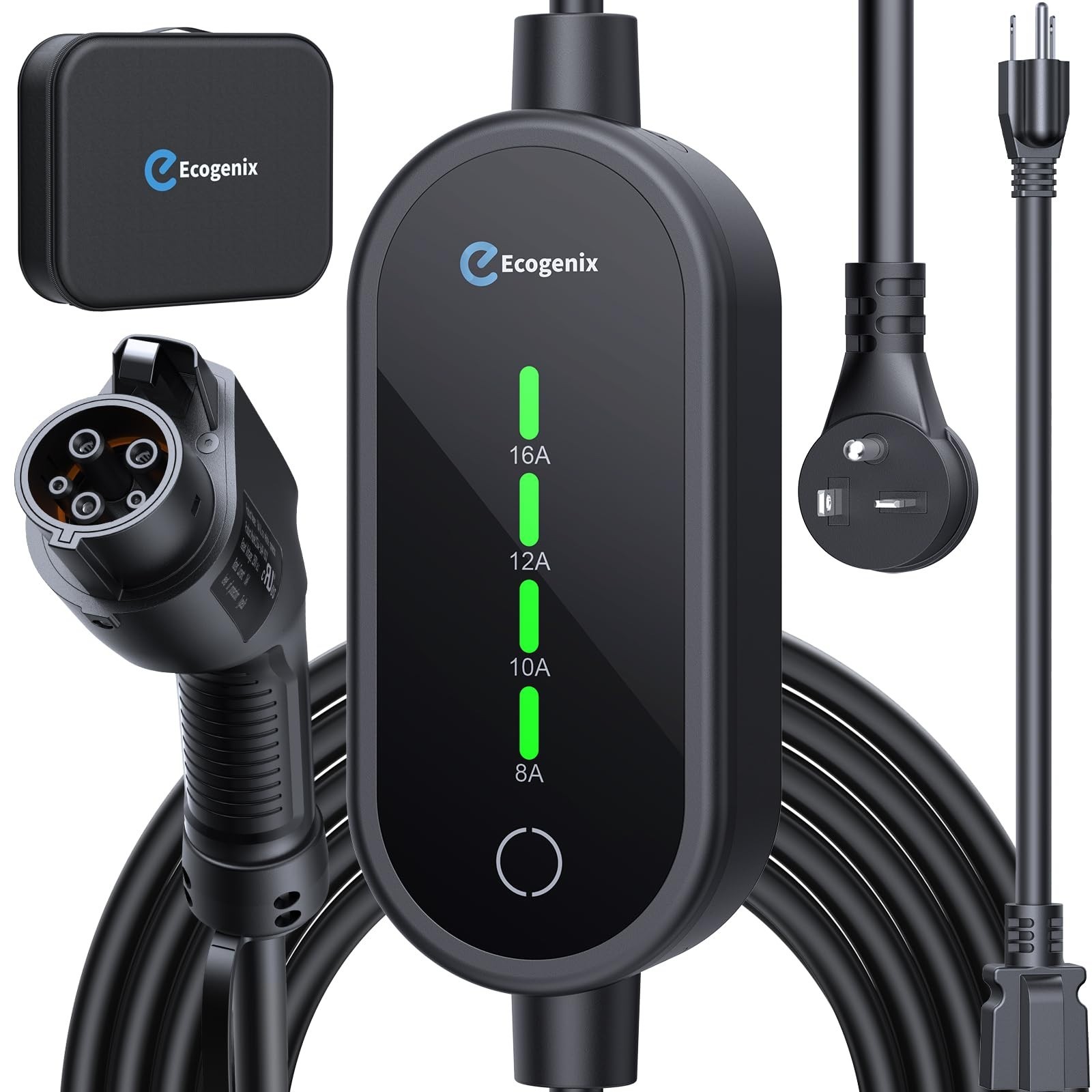 Portable Level 1/2 EV Charger 16A 21FT J1772 Plug Fast Charging Cable 110V-240V