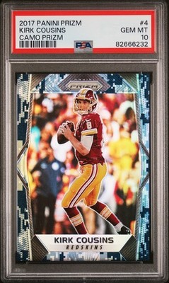 2017 Kirk Cousins #4 Camo Prizm PSA 10 Rare SP /25 Select Mosaic Optic Donruss