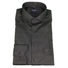 Olympus Luxor modern fit men's business shirt brown patterned 129884 24 caramel