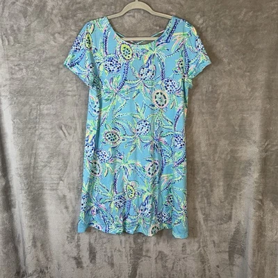 Lilly Pulitzer Kimi Sea Turtle Dress Strappy Back Pima Cotton Swing Multi Sz XL - Image 1 of 4