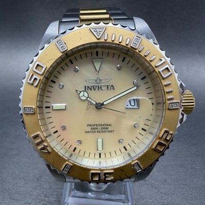 Invicta Pro Diver Watch Men 47mm MOP Dial Two Tone Date Round 17367 New Battery