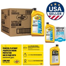 Platinum Euro Full Synthetic 5W-40 Motor Oil, 1 Quart - 6 Pack Engine Protection 48.66 per gallon