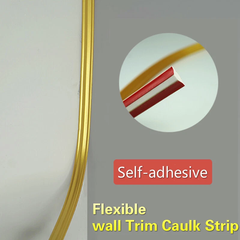 Self-adhesive Wall Molding Trim Caulk Strip Line Flexible Edge Corner Adorn Gold - Image 3 of 4