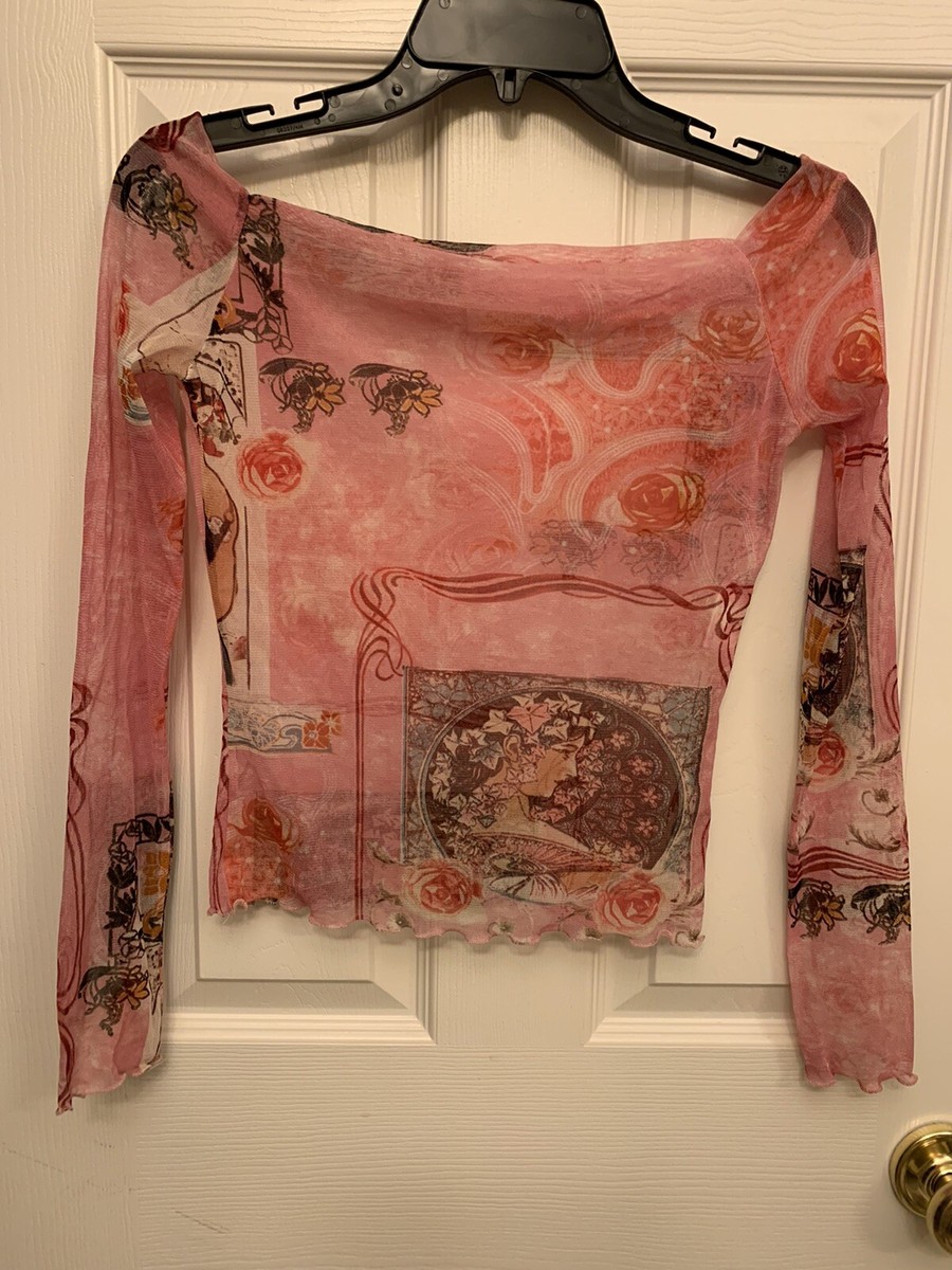 Ameri VINTAGE - 【新品】CLANE CIRCLE FLOWER TOPS NWOT Vintage Extra Italia Pink Floral Mesh Top Size Small | eBay