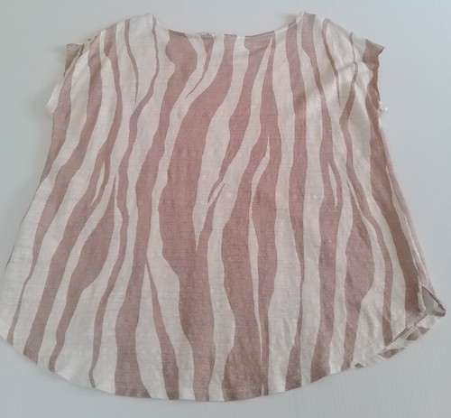 Rachel Zoe 100% Linen Cream Brown Striped Sleeveless Top Size L - Picture 4 of 7