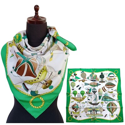 Hermes ''LES FOLIES DU CIEL'' Carre 90 Silk 100% Scarf Vintage Rare