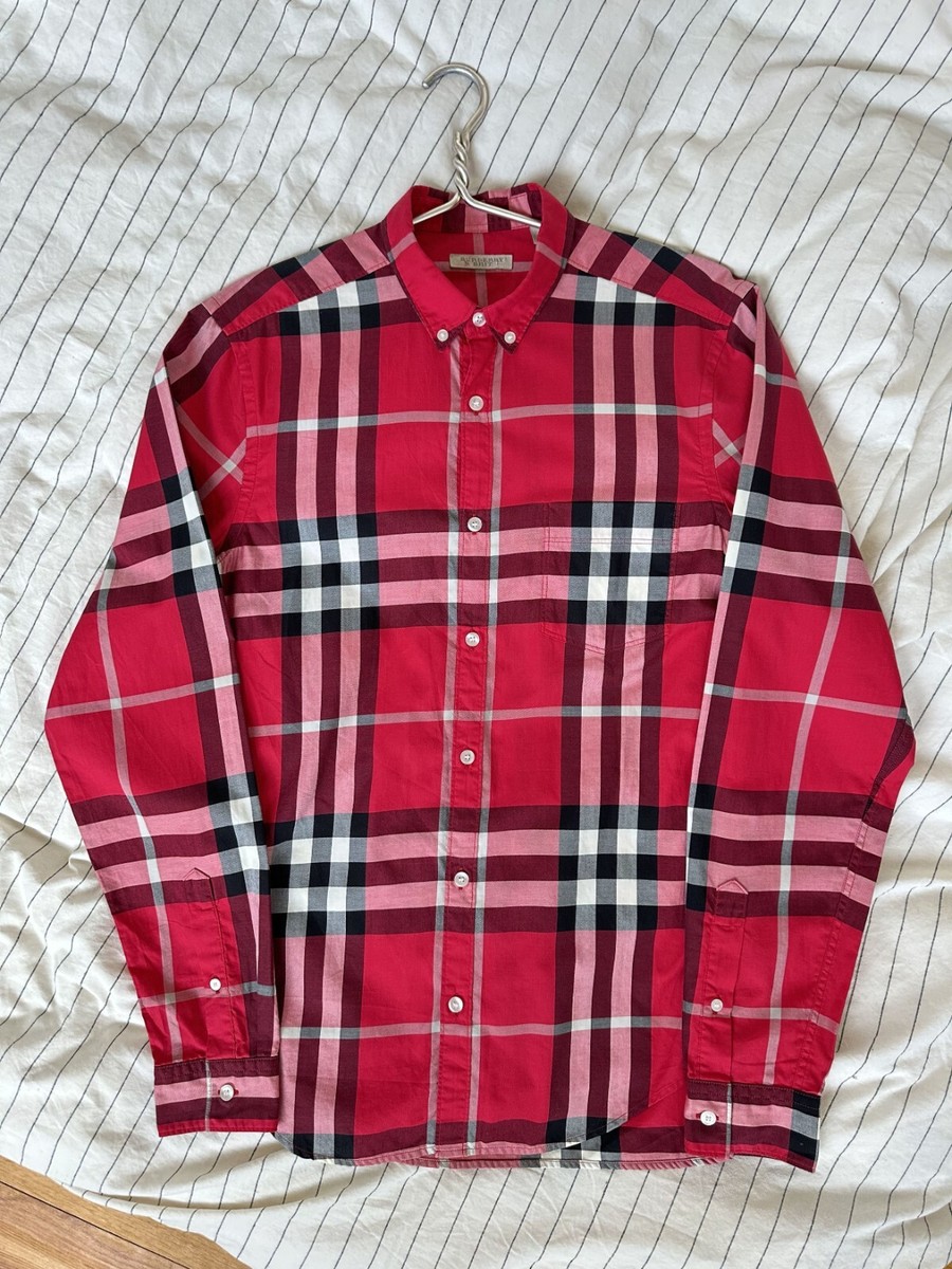 BURBERRY BRIT メガチェック長袖シャツ　ボタンダウン　レッド　赤M BURBERRY BRIT メガチェック長袖シャツ ボタンダウン レッド 赤M