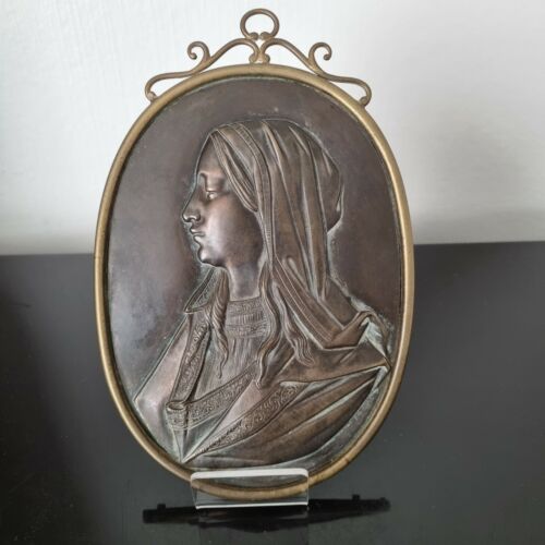 Plaque XVIIè en Bronze Profil de Marie 17thC - Afbeelding 1 van 7