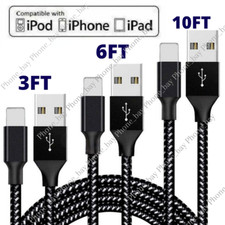 3 Pack 10ft USB Charger Cable Braided For iPhone 14 13 11 X 8 Fast Charging Cord