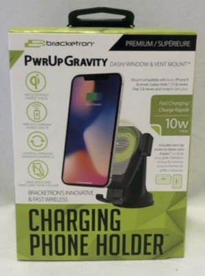 NEW Bracketron PwrUp Qi Gravity 10W Fast Wireless Charging Smartphone Mount