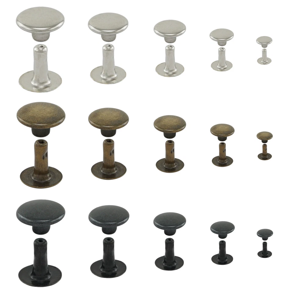 GETMORE PARTS Remaches huecos cabeza única remaches de acero para bolsillos de cuero remaches de tela para prensa de remaches