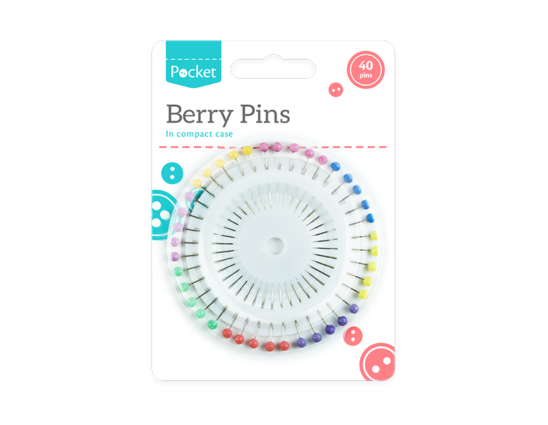 Berry Head Pins Sewing x40 Stitching Patchwork Crafting Tailoring Dressmaking