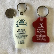 Lot of 2 Summit Moving & Storage Akon Ohio Keychains Key Ring #36256