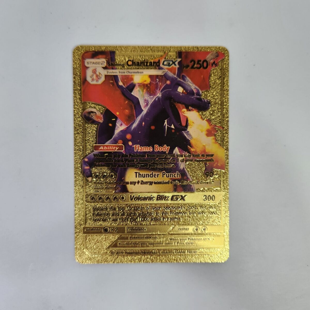 Shining Charizard GX Gold Foil Pokemon Card 250hp fan art Shining Charizard GX Gold Foil Pokemon Card 250hp fan art
