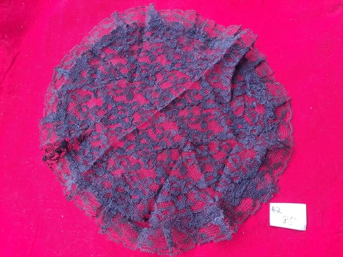 Prayer Cap, church, chapel Black Lace 8 1/2" Round New Vintage 1960s Never Used 