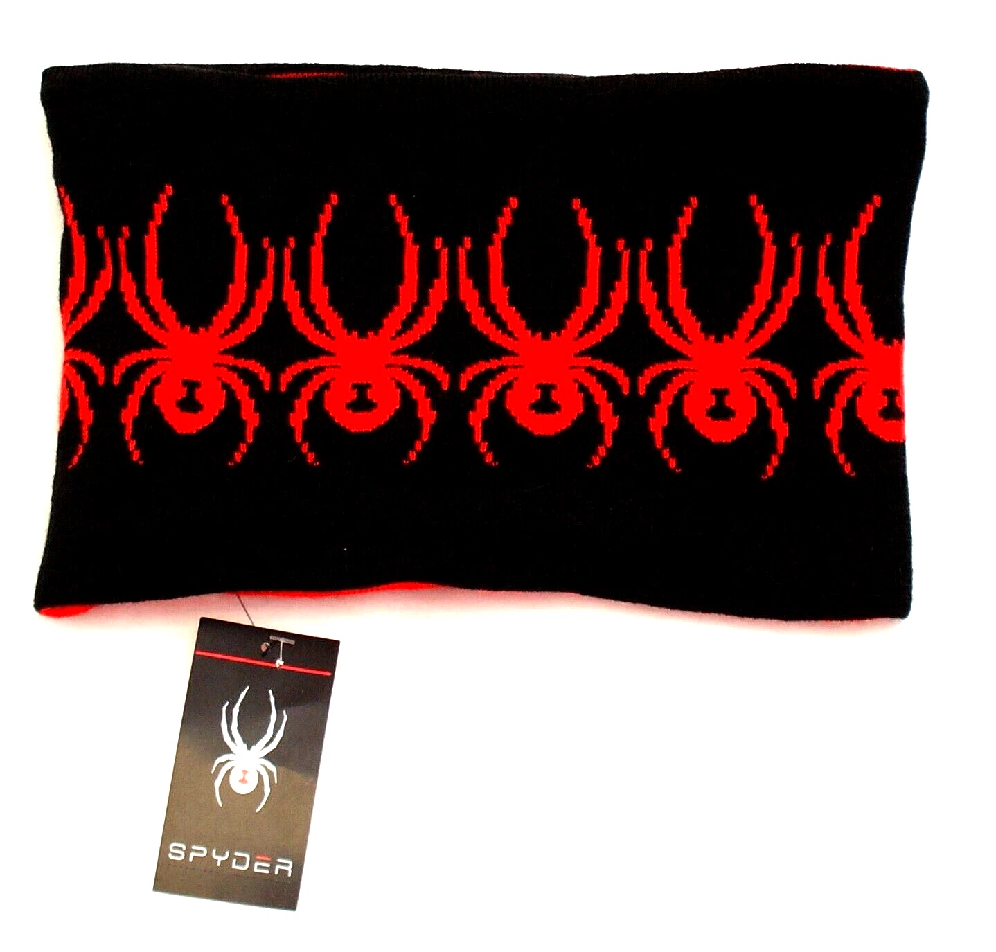 Spyder Black & Red Knit Logo Neck Gaiter Men's One Size NWT