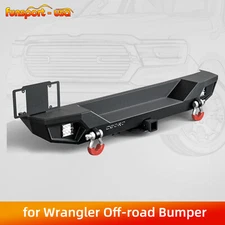 Rear Bumper for 2018-2025 Jeep Wrangler JL & Unlimited w/ LED Lights & D-Rings